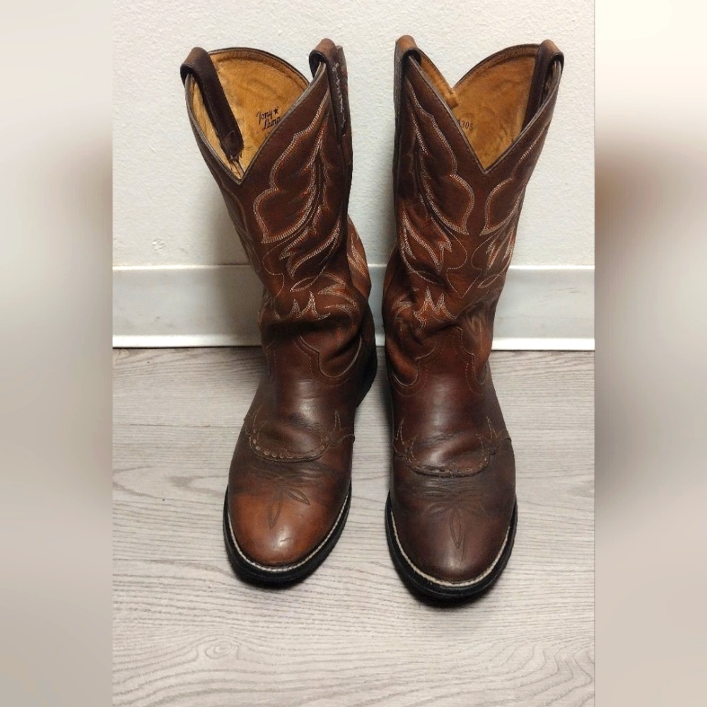 Tony Lama Boots Mens Size 10.5 EE Brown Leather TLX XT3000 Western Performance